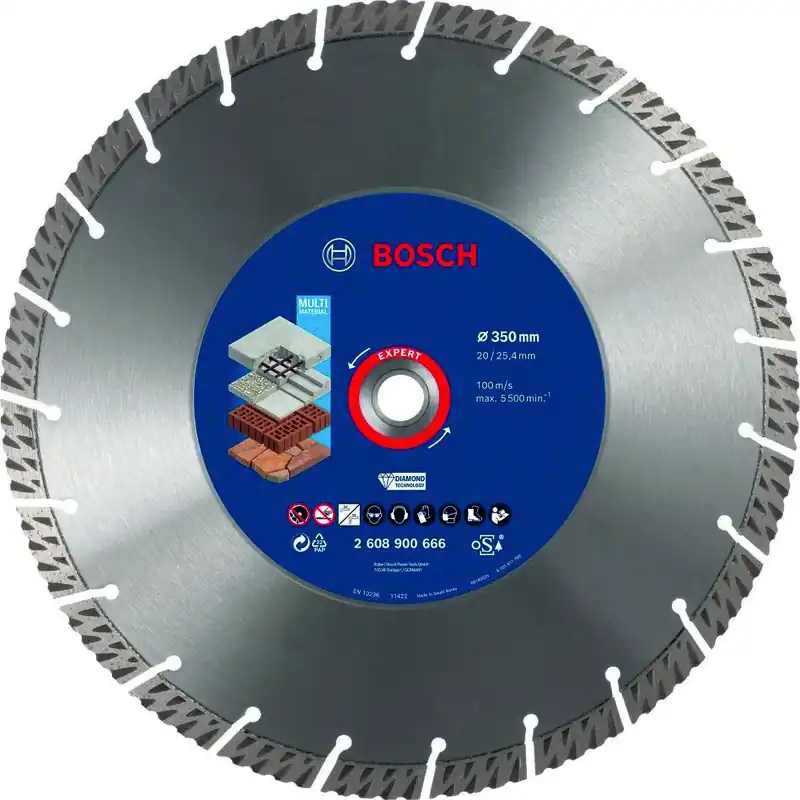 Bosch Bleu Accessoires 2608900666 Disque de coupe diamanté Expert MultiMaterial 350 x 20/25,40 x 3,3 x 15 mm