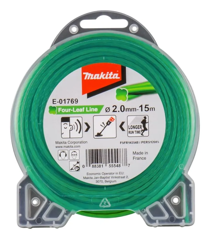 Makita Accessoires E-01769 Fil de coupe vert 2mm x 15 mtr pour débroussailleuses