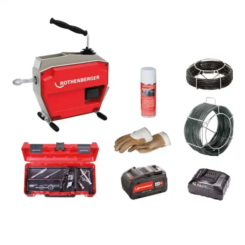 Rothenberger 1000003346 R600 VarioClean 18V 8Ah avec spirale DuraFlex SMK et jeu d‘outils 16+22mm